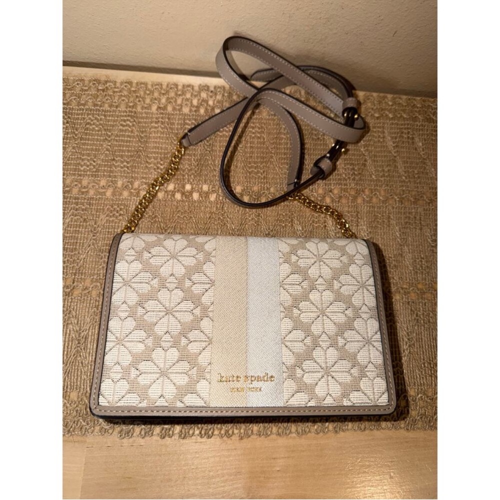 Kate Spade Cream and Gold Floral Crossbody Bag